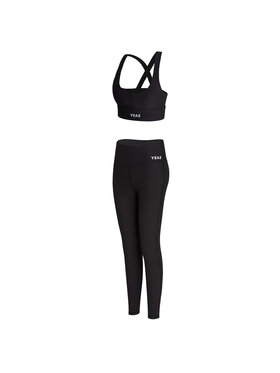 Yeaz Yeaz Komplet top i legginsy VIBRANT Czarny Slim Fit