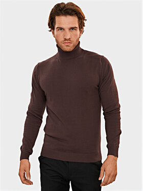 Evenemen Evenemen Sweter Golf Brązowy Slim Fit