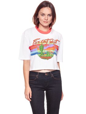 Wrangler Wrangler T-Shirt CROP 80'S TEE Biały Loose Fit
