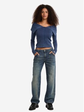 Guess Guess Kardigan go collar ribbed cardigan Niebieski Slim Fit