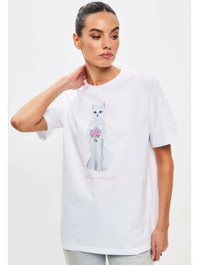 CAT by maniita lacitta CAT by maniita lacitta T-Shirt Printed oversized T-shirt Biały Long Fit