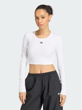 adidas adidas Longsleeve ESSENTIALS RIB CROPPED Biały Fitted Fit