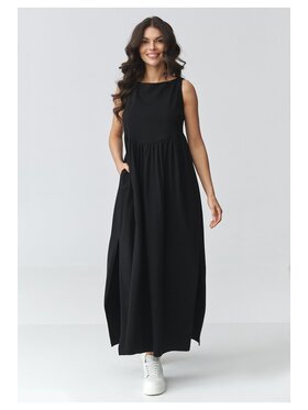 Makadamia Makadamia Sukienka codzienna M932 Czarny Loose Fit