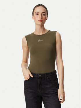 Guess Guess Top W6YP17 K3881 Khakivärviline Regular Fit
