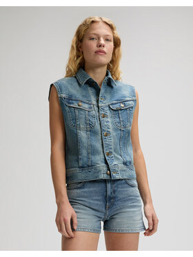Lee Lee Kurtka jeansowa RIDER VEST Niebieski Relaxed Fit