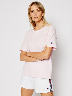 Champion Champion Marškinėliai Script Logo Embroidery 112732 Rožinė Oversize