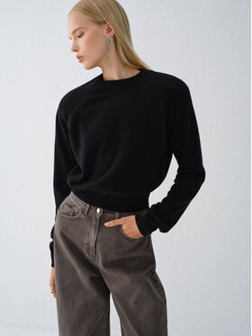 La Mania La Mania Sweter ELLA Czarny Basic Fit