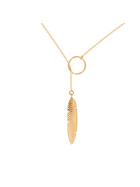 Lilou Lilou Naszyjnik Feather z piórem, pozłacany Złoty