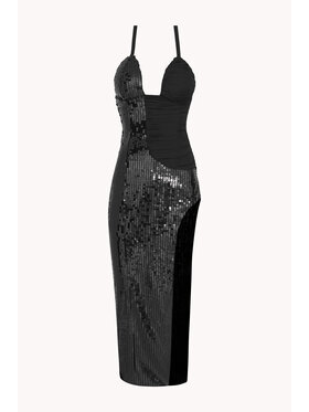 Epuzer Epuzer Sukienka wieczorowa Bustier sequin Czarny Standard Fit