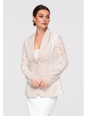 Ombre Ombre Marynarka OW-BLZB-0110 Beżowy Slim Fit