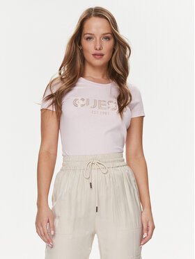 Guess Guess Tričko Bold W4RI29 J1314 Ružová Slim Fit