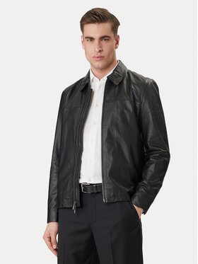 Calvin Klein Calvin Klein Kurtka skórzana LV04LF423G Czarny Regular Fit