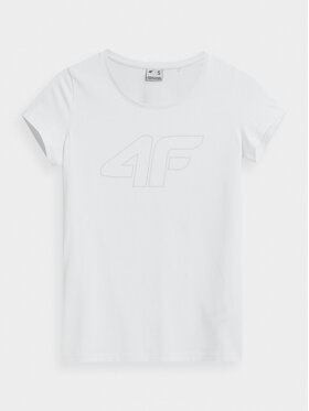 4F T-shirt 4FAW23TTSHF0907 Bijela Slim Fit