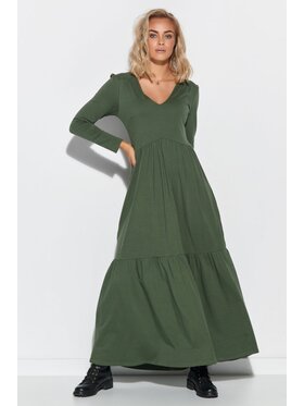 Makadamia Makadamia Sukienka codzienna M570 Khaki Comfortable Fit