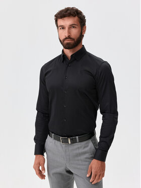 Evenemen Evenemen Koszula Punto S2. Saten Black Czarny Slim Fit