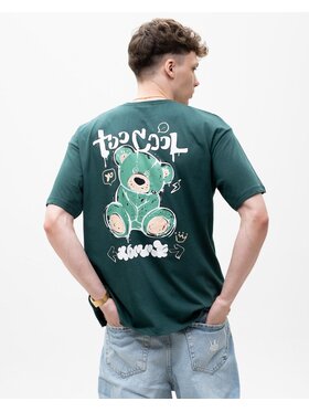 MyStars MyStars T-Shirt Koszulka Z Krótkim Rękawem Męska Ciemna Zielona MyStars Too Cool Miś S Zielony Regular Fit