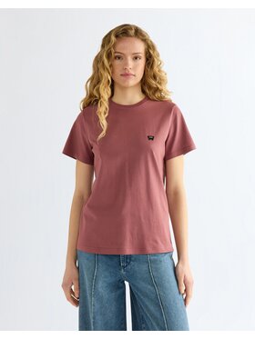 Wrangler Wrangler T-Shirt SIGN OFF TEE Różowy Slim Fit