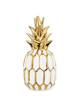 MIAhome MIAhome Figurka Ananas ceramiczny 31x14 cm PINE biało-złoty Biały