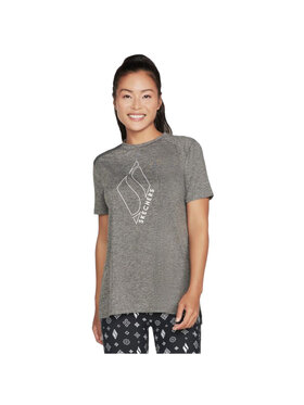 Skechers Skechers T-Shirt Skechers Diamond Blissful Tee Szary Regular Fit