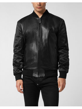 PHILIPP PLEIN PHILIPP PLEIN Kožená bunda 26989 Černá Regular Fit