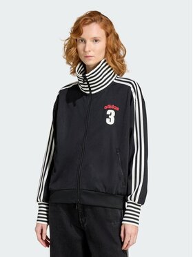 adidas adidas Bluza VINTAGE BB TT STRIPED RIB Czarny Regular Fit