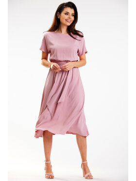 Awama Awama Sukienka letnia A576 Różowy Basic Fit