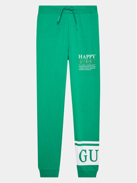 Guess Guess Spodnie dresowe J3YQ11 KA6R4 Zielony Regular Fit