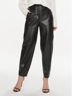 ONLY ONLY Панталони от имитация на кожа Elizabeth 15266817 Черен Regular Fit