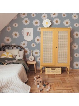 Dekornik Dekornik Tapeta SIMPLE Daisies Beige Cinnamon Niebieski