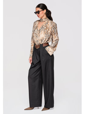 Ombre Ombre Spodnie materiałowe OW-PACP-0101 Czarny Relaxed Fit
