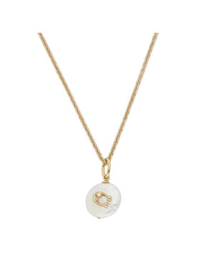 Coach Ogrlica Signature Coin Pearl Pendant Necklace 37440611GLD107 Zlata