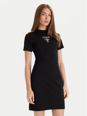 Guess Guess Kleid für den Alltag V4YK02 KCDH1 Schwarz Regular Fit
