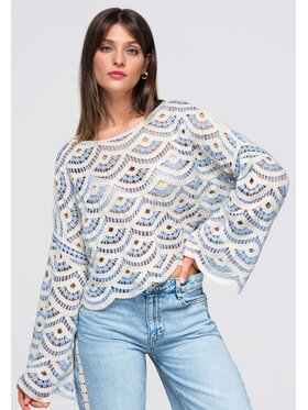 Ombre Ombre Bluzka OW-TS-E0049 Niebieski Loose Fit