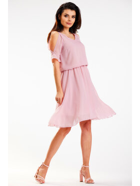 Awama Awama Sukienka letnia A572 Różowy Basic Fit