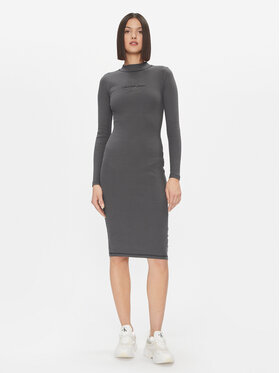 Calvin Klein Jeans Calvin Klein Jeans Sukienka codzienna Hero Monologo Rib Ls Dress J20J222514 Czarny Slim Fit