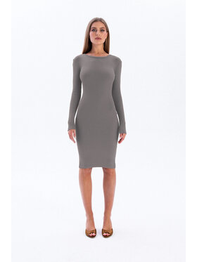 Nudyess Nudyess Sukienka dzianinowa Eos mimi z prążka Szary Fitted Fit