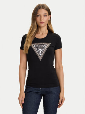 Guess Guess T-shirt W5BI15 J1314 Crna Slim Fit