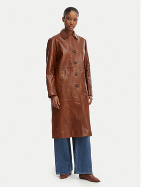 MAX&Co. MAX&Co. Palton din piele Doppia 2616471021200 Maro Regular Fit