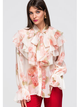 Ombre Ombre Koszula OW-SH-E0043 Beżowy Loose Fit