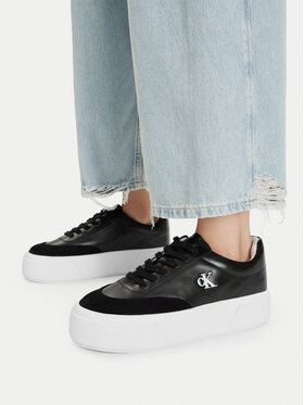 Calvin Klein Calvin Klein Сникърси Flatform Lace Up Tcap Lth-Su HW0HW03438 Черен