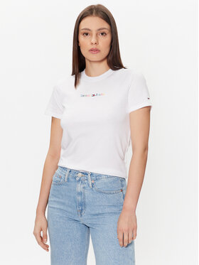 Tommy Jeans Tommy Jeans T-Shirt Color Serif Linear DW0DW15447 Biały Regular Fit