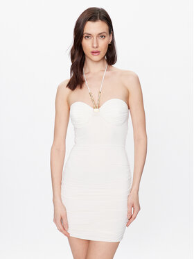 Elisabetta Franchi Elisabetta Franchi Коктейлна рокля AB-435-32E2-V400 Бял Slim Fit