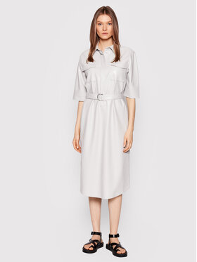 BOSS Boss Rochie din imitație de piele Dafaro1 50473255 Gri Relaxed Fit