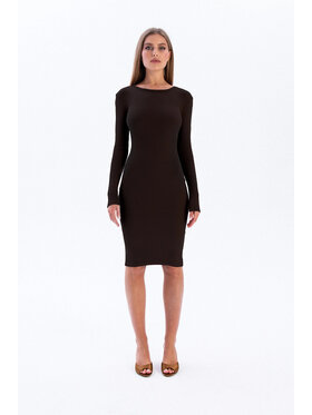 Nudyess Nudyess Sukienka dzianinowa Eos mimi z prążka Brązowy Fitted Fit