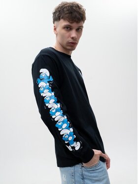 Smerfy Smerfy Longsleeve Koszulka Z Długim Rękawem 128793 Czarny Regular Fit