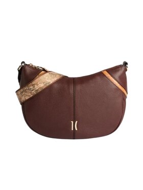 Alviero Martini Alviero Martini Borsa Castle Leather tracolla a mezzaluna Nera Marrone