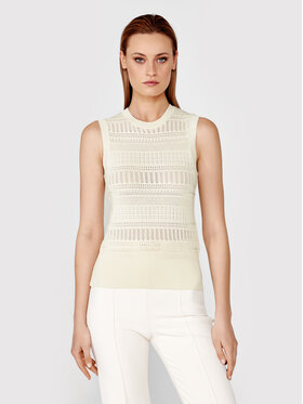 Simple Simple Top SWD029 Beżowy Slim Fit