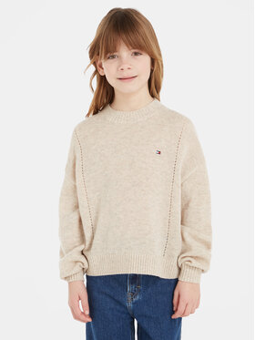 Tommy Hilfiger Tommy Hilfiger Sweter Essential KG0KG07801 Beżowy Regular Fit