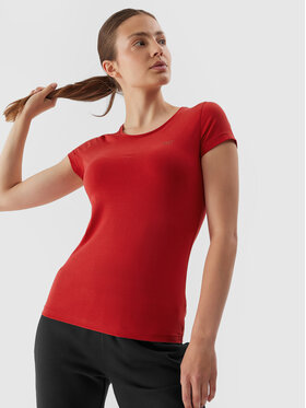 4F 4F T-Shirt 4FAW23TTSHF0906 Κόκκινο Slim Fit
