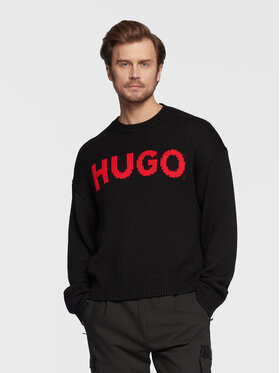 Hugo Hugo Sweter Slogonon 50475072 Czarny Oversize